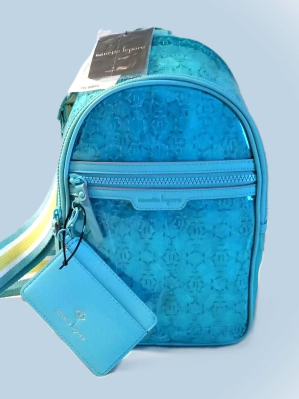 Nanette Lepore Kourt Clear/Blue/Logo Sling Backpack w/Cardcase Set